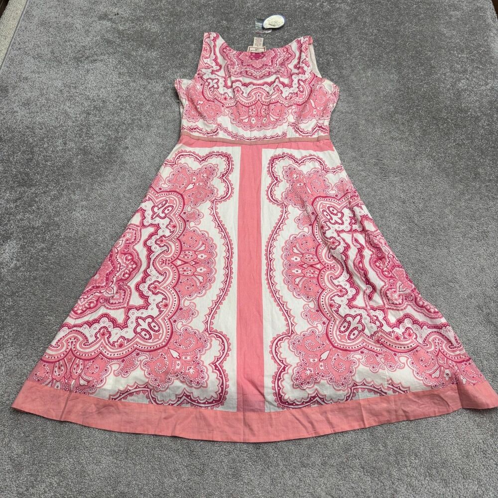 April Cornell Cottage Bandana Paisley Sequin Cotton Dress Women Medium Pink NWT